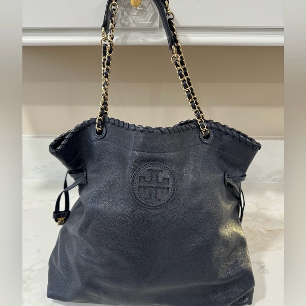 Tory Burch Navy Marion Tote